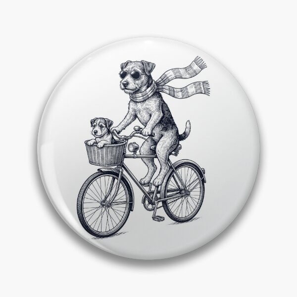Item preview, Vintage Patterdale Terrier Riding Bike Bicycle Cycling Dog Lover designed and sold by DoodleTortle.