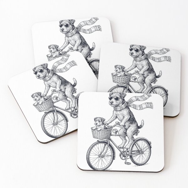 Item preview, Vintage Patterdale Terrier Riding Bike Bicycle Cycling Dog Lover designed and sold by DoodleTortle.