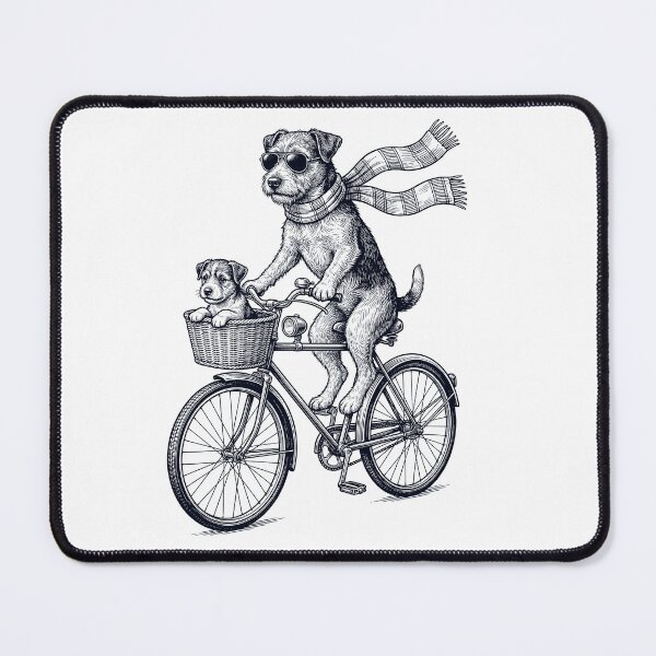 Item preview, Vintage Patterdale Terrier Riding Bike Bicycle Cycling Dog Lover designed and sold by DoodleTortle.