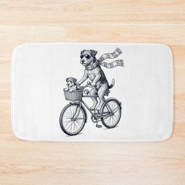 Item preview, Vintage Patterdale Terrier Riding Bike Bicycle Cycling Dog Lover designed and sold by DoodleTortle.