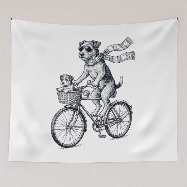 Item preview, Vintage Patterdale Terrier Riding Bike Bicycle Cycling Dog Lover designed and sold by DoodleTortle.