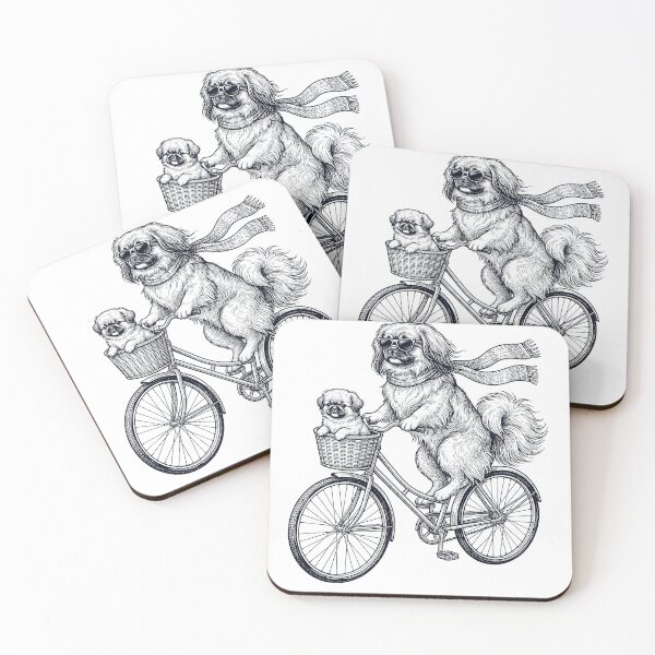 Item preview, Vintage Pekingese Riding Bike Bicycle Cycling Dog Lover designed and sold by DoodleTortle.