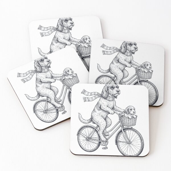 Item preview, Vintage Petit Basset Griffon Vendeen Riding Bike Bicycle Cycling Dog Lover designed and sold by DoodleTortle.