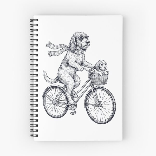 Item preview, Vintage Petit Basset Griffon Vendeen Riding Bike Bicycle Cycling Dog Lover designed and sold by DoodleTortle.