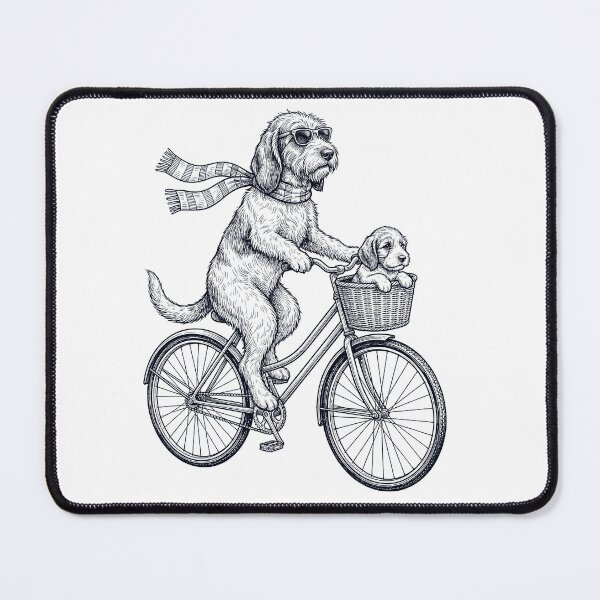 Item preview, Vintage Petit Basset Griffon Vendeen Riding Bike Bicycle Cycling Dog Lover designed and sold by DoodleTortle.