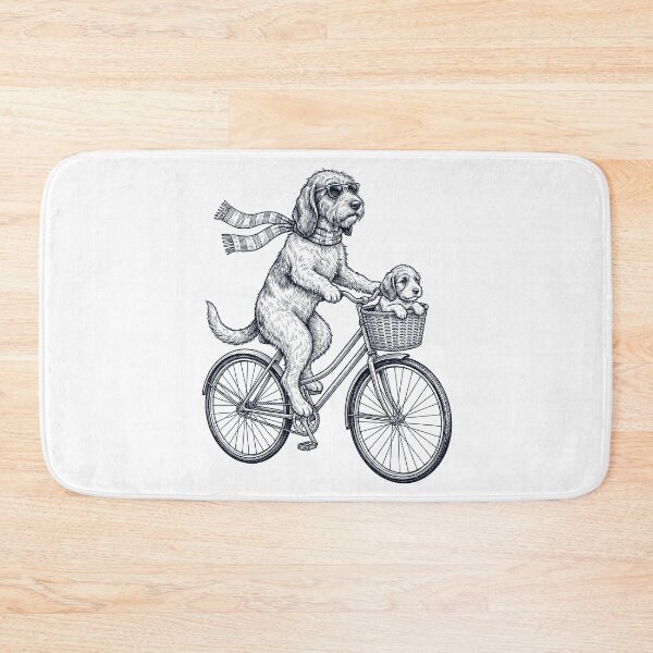 Item preview, Vintage Petit Basset Griffon Vendeen Riding Bike Bicycle Cycling Dog Lover designed and sold by DoodleTortle.