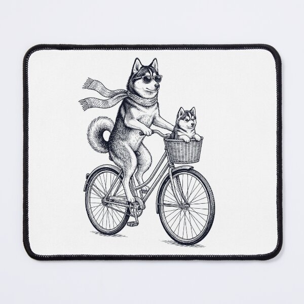 Item preview, Vintage Pomsky Riding Bike Bicycle Cycling Dog Lover designed and sold by DoodleTortle.