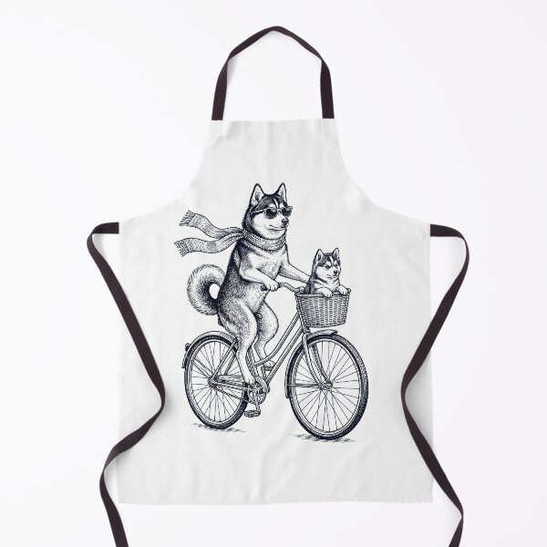 Item preview, Vintage Pomsky Riding Bike Bicycle Cycling Dog Lover designed and sold by DoodleTortle.