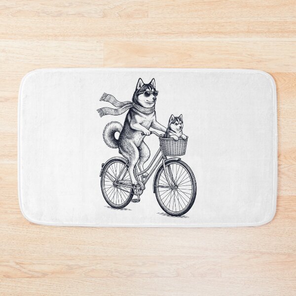Item preview, Vintage Pomsky Riding Bike Bicycle Cycling Dog Lover designed and sold by DoodleTortle.