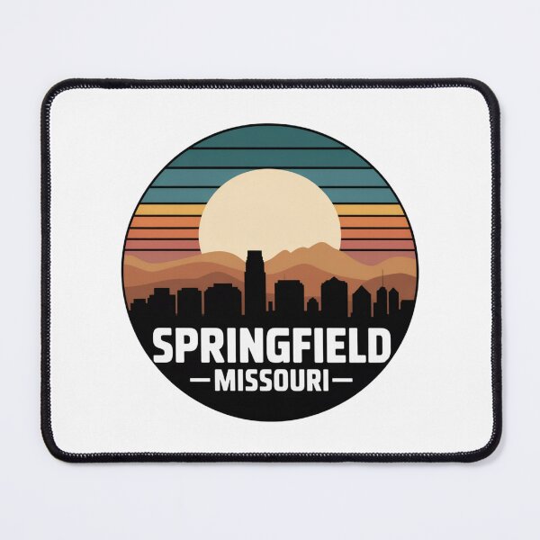 Item preview, Springfield Missouri: Teal Yellow Mountain Sunset Skyline Badge designed and sold by CircinusStore.