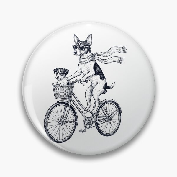 Item preview, Vintage Rat Terrier Riding Bike Bicycle Cycling Dog Lover designed and sold by DoodleTortle.