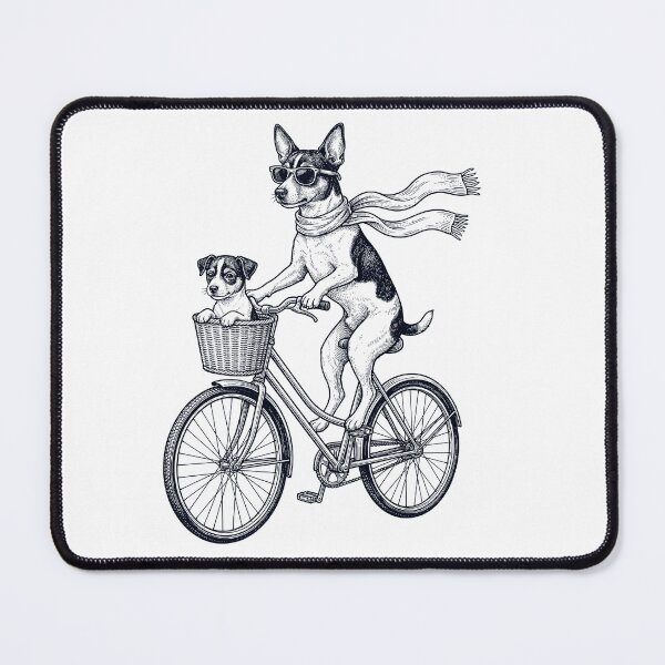 Item preview, Vintage Rat Terrier Riding Bike Bicycle Cycling Dog Lover designed and sold by DoodleTortle.