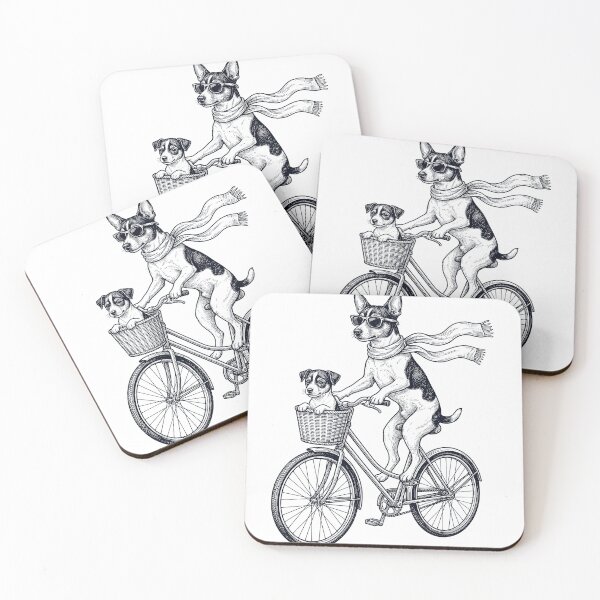 Item preview, Vintage Rat Terrier Riding Bike Bicycle Cycling Dog Lover designed and sold by DoodleTortle.