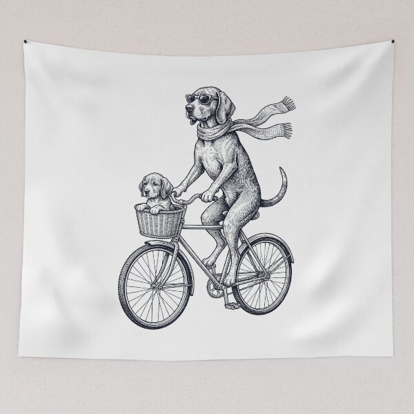 Item preview, Vintage Redbone Coonhound Riding Bike Bicycle Cycling Dog Lover designed and sold by DoodleTortle.
