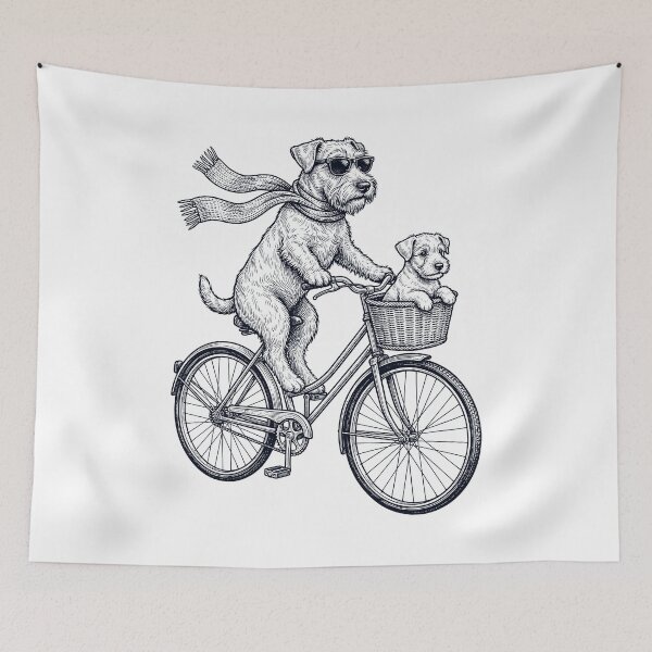 Item preview, Vintage Sealyham Terrier Riding Bike Bicycle Cycling Dog Lover designed and sold by DoodleTortle.