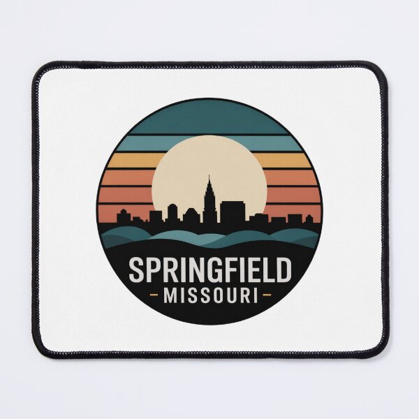 Item preview, Springfield Missouri: Teal Orange Hills Sunset Skyline Badge designed and sold by CircinusStore.