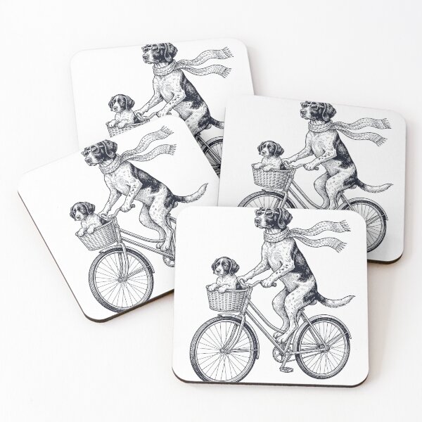 Item preview, Vintage Small Munsterlander Pointer Riding Bike Bicycle Cycling Dog Lover designed and sold by DoodleTortle.