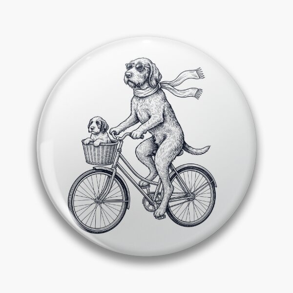 Item preview, Vintage Spinone Italiano Riding Bike Bicycle Cycling Dog Lover designed and sold by DoodleTortle.
