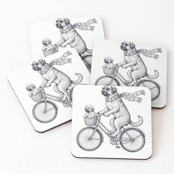 Item preview, Vintage Spanish Mastiff Riding Bike Bicycle Cycling Dog Lover designed and sold by DoodleTortle.