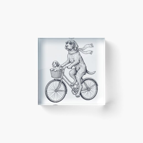 Item preview, Vintage Spinone Italiano Riding Bike Bicycle Cycling Dog Lover designed and sold by DoodleTortle.