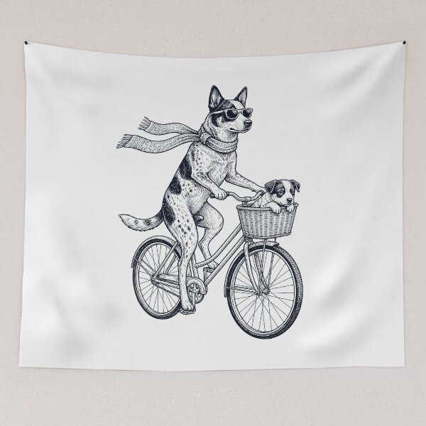 Item preview, Vintage Texas Heeler Riding Bike Bicycle Cycling Dog Lover designed and sold by DoodleTortle.
