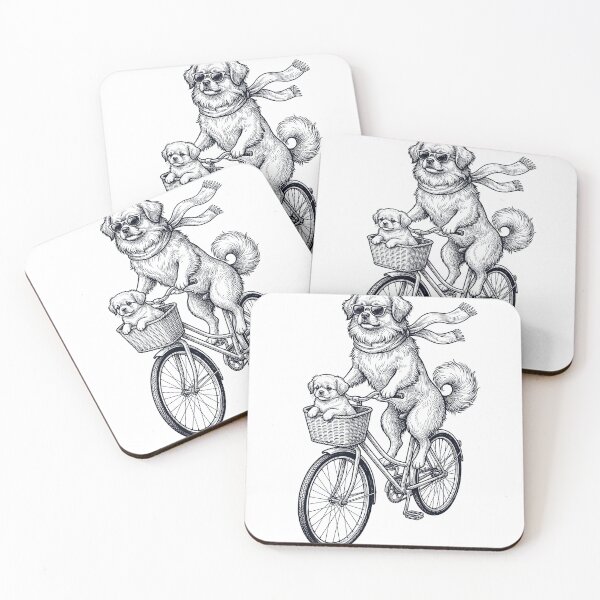 Item preview, Vintage Tibetan Spaniel Riding Bike Bicycle Cycling Dog Lover designed and sold by DoodleTortle.