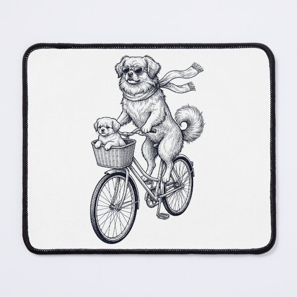Item preview, Vintage Tibetan Spaniel Riding Bike Bicycle Cycling Dog Lover designed and sold by DoodleTortle.