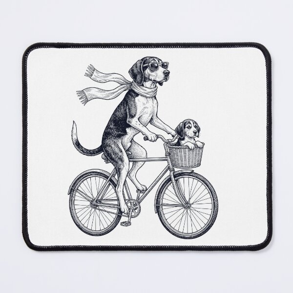 Item preview, Vintage Treeing Walker Coonhound Riding Bike Bicycle Cycling Dog Lover designed and sold by DoodleTortle.