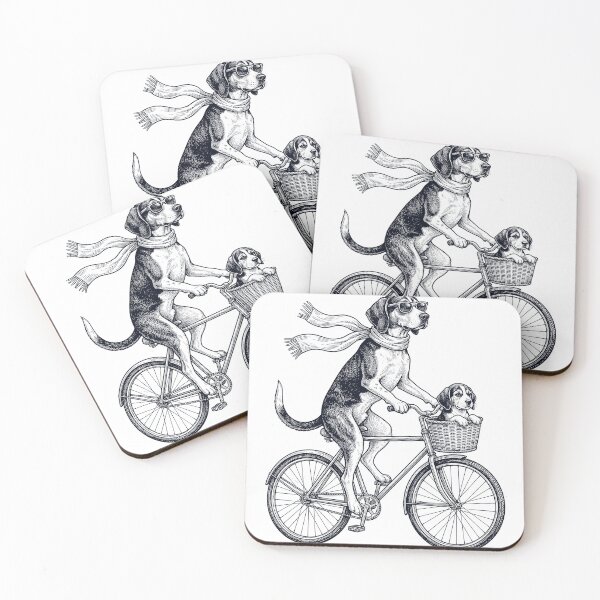 Item preview, Vintage Treeing Walker Coonhound Riding Bike Bicycle Cycling Dog Lover designed and sold by DoodleTortle.