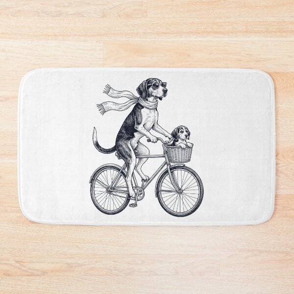Item preview, Vintage Treeing Walker Coonhound Riding Bike Bicycle Cycling Dog Lover designed and sold by DoodleTortle.