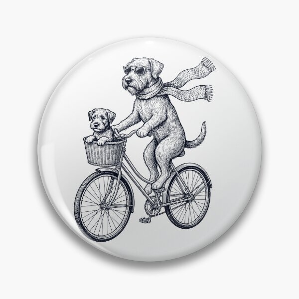 Item preview, Vintage Wirehaired Pointing Griffon Riding Bike Bicycle Cycling Dog Lover designed and sold by DoodleTortle.
