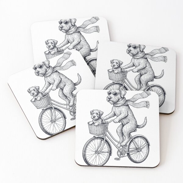 Item preview, Vintage Wirehaired Pointing Griffon Riding Bike Bicycle Cycling Dog Lover designed and sold by DoodleTortle.