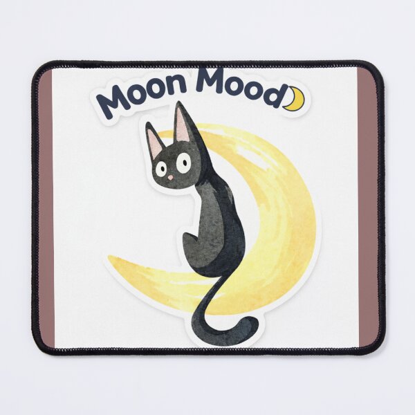 Item preview, “Moon Mood Cat Sticker | Cute Black Cat Aesthetic Moon Design” designed and sold by sumodesign.