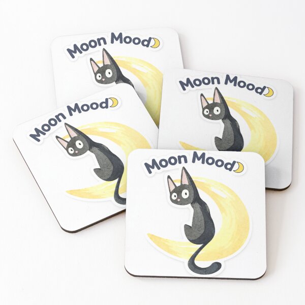 Item preview, “Moon Mood Cat Sticker | Cute Black Cat Aesthetic Moon Design” designed and sold by sumodesign.