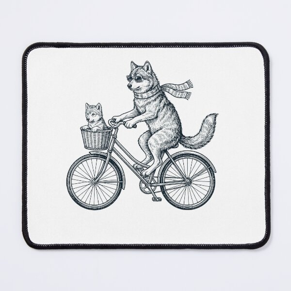 Item preview, Vintage Wolf Riding Bike Bicycle Cycling Animal Lover designed and sold by DoodleTortle.