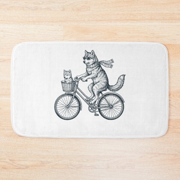 Item preview, Vintage Wolf Riding Bike Bicycle Cycling Animal Lover designed and sold by DoodleTortle.