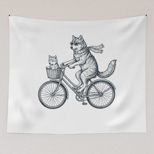Item preview, Vintage Wolf Riding Bike Bicycle Cycling Animal Lover designed and sold by DoodleTortle.