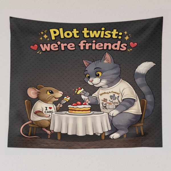 Item preview, Funny Cat and Mouse Friendship Design – Plot Twist We’re Friends Cute Animal Art designed and sold by ArtoryNest.
