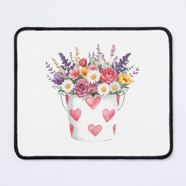 Item preview, White bucket of garden flower watercolor designed and sold by uunaa.