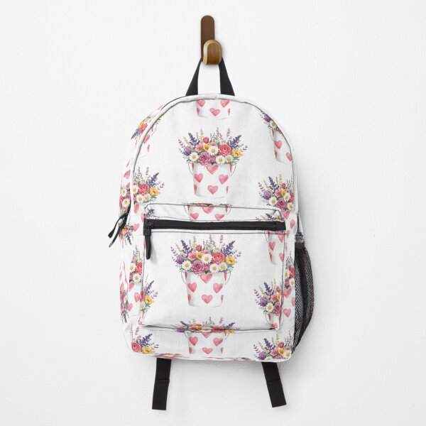 Item preview, White bucket of garden flower watercolor designed and sold by uunaa.