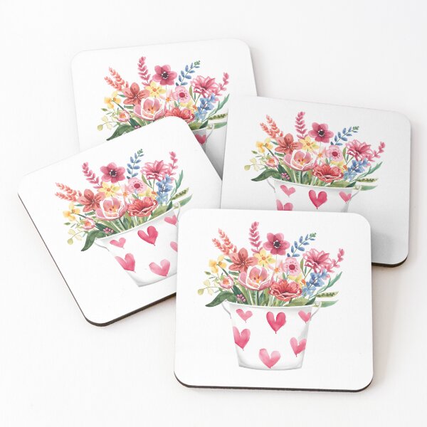 Item preview,  White bucket of garden flower watercolor designed and sold by uunaa.