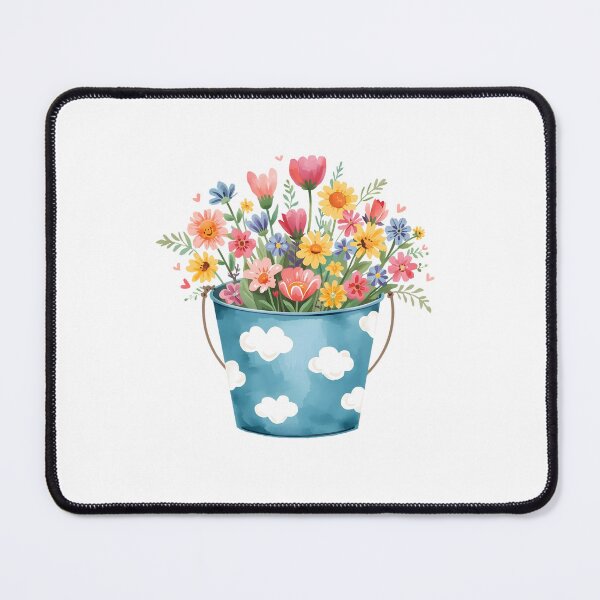 Item preview, Blue bucket of garden flower watercolor designed and sold by uunaa.