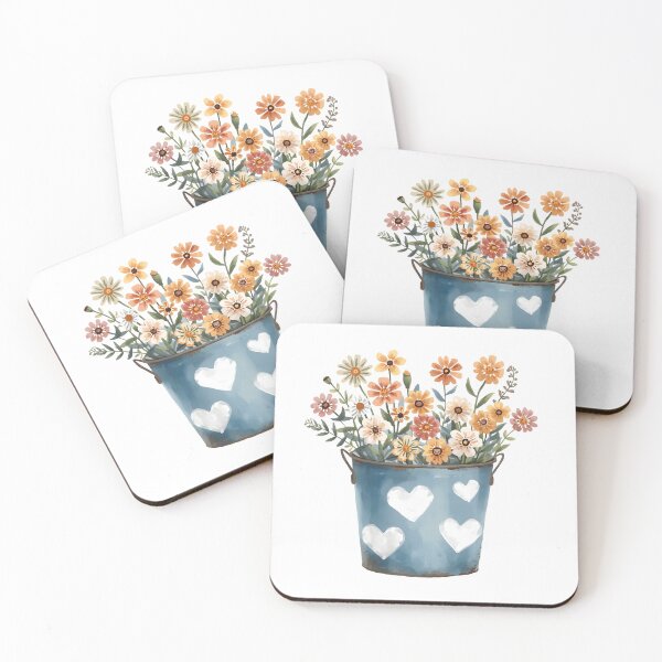 Item preview,  Blue bucket of garden flower watercolor designed and sold by uunaa.