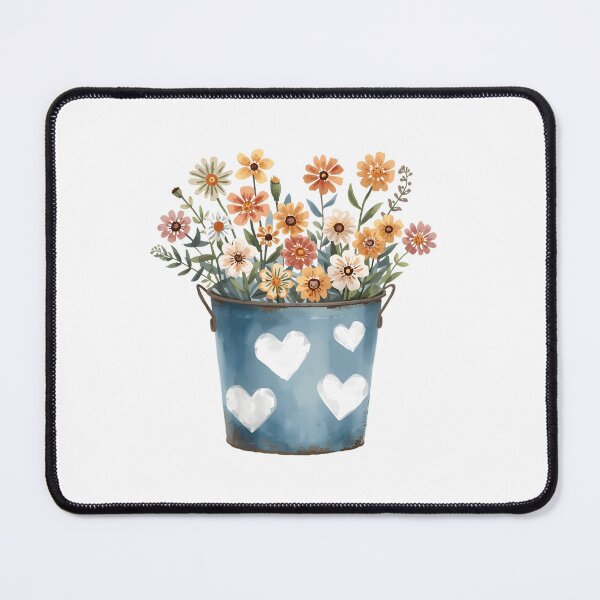 Item preview, Blue bucket of garden flower watercolor designed and sold by uunaa.