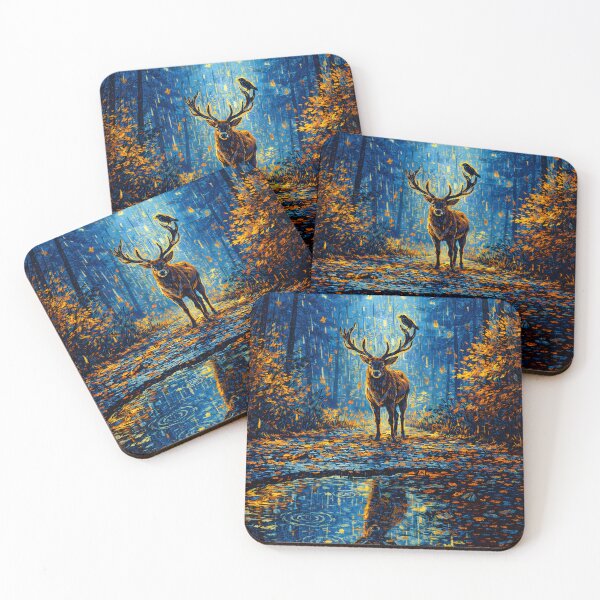 Item preview, Where the Wild Waits - Deer & Crow Fantasy Forest Print designed and sold by DunnDunnDunnDunn.
