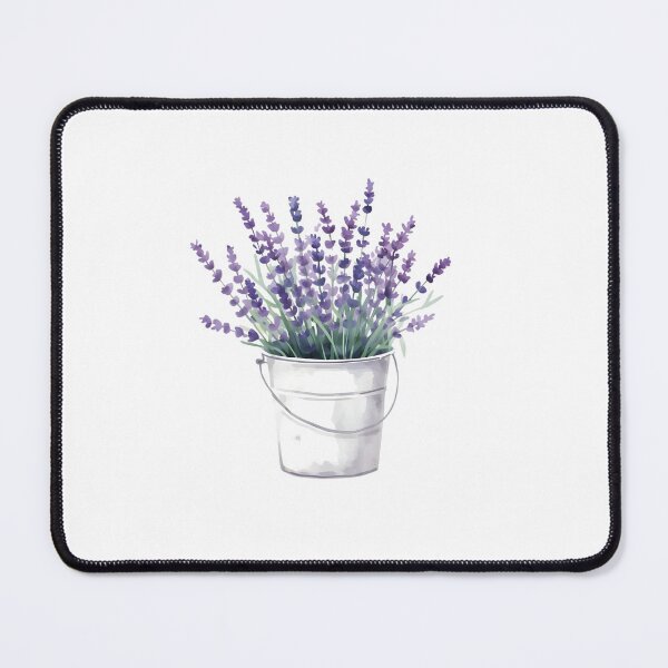 Item preview, White bucket of lavender flowers watercolor designed and sold by uunaa.