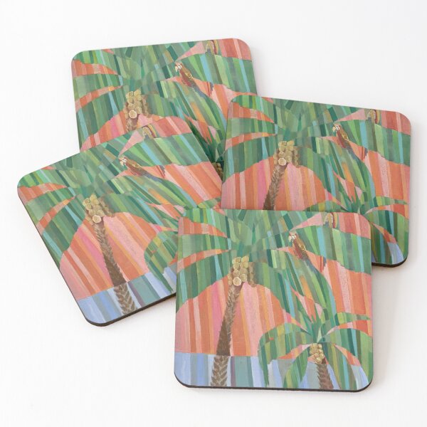 Item preview, Tropical Paradise with Palms, Sea and Parrots – Cubist Painting designed and sold by Kotenko art.