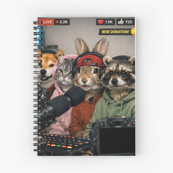 Item preview, Funny Animal Streamer Squad Live Podcast Creator Tee designed and sold by Jokerstyle.