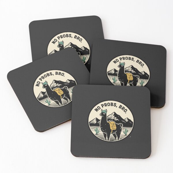 Item preview, "No Probs, Bro" Funny Chill Hiking Llama Retro Badge designed and sold by Cipher & Soul.