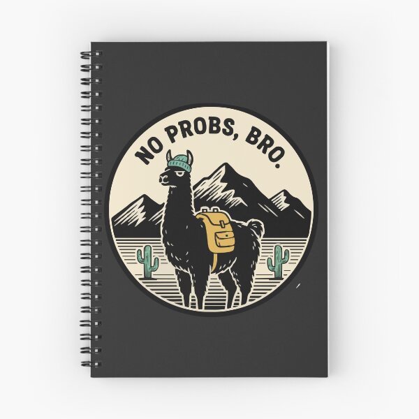 Item preview, "No Probs, Bro" Funny Chill Hiking Llama Retro Badge designed and sold by Cipher & Soul.